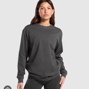 Gymshark Cotton Oversized Long Sleeve Top - Onyx Grey